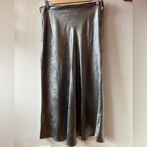 Steve Madden Metallic Gunmetal Midi Skirt NWT S